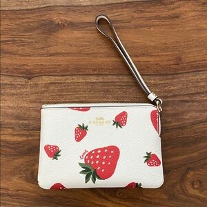 Coach Red Strawberry Pattern Wristlet